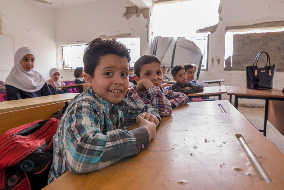 Children attending school in Tawerga, Libya