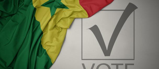 Senegal flag and vote sign
