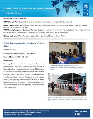 Project Brief Democratic Governance Programme UNDP Suriname